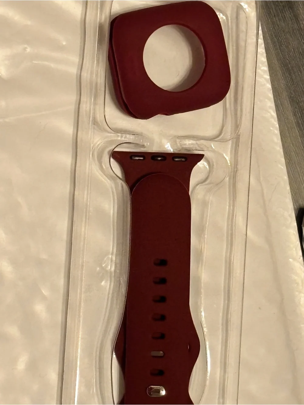 Burgundy Silicone Smartwatch Band with Protective Case